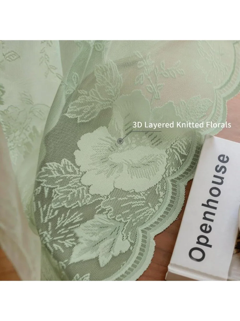 Sage Green Vintage Floral Lace Curtains - 84